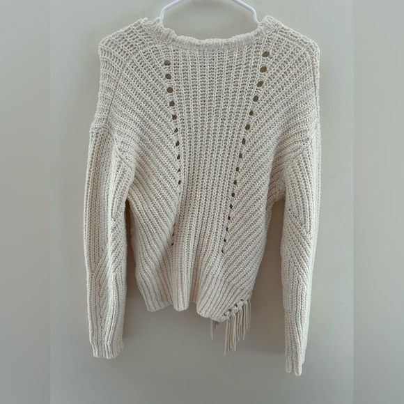 NWT $328 Joie Taelar Sweater Women’s Sz S Cream Open Knit Tassle Fringe Detail - Picture 3 of 6